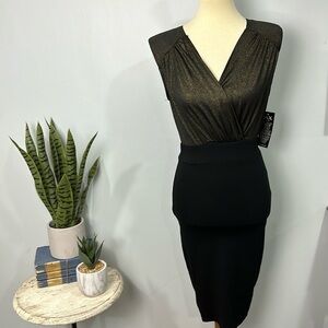 AX Paris Metallic Wrap Front Dress black/gold Size UK 8 US 4 NWT